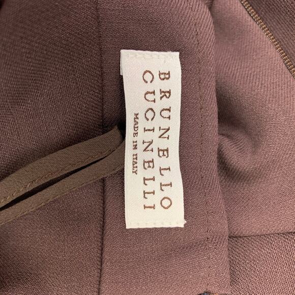 BRUNELLO CUCINELLI Size M Eggplant Virgin Wool A-line Sleeveless Dress - Picture 6 of 6